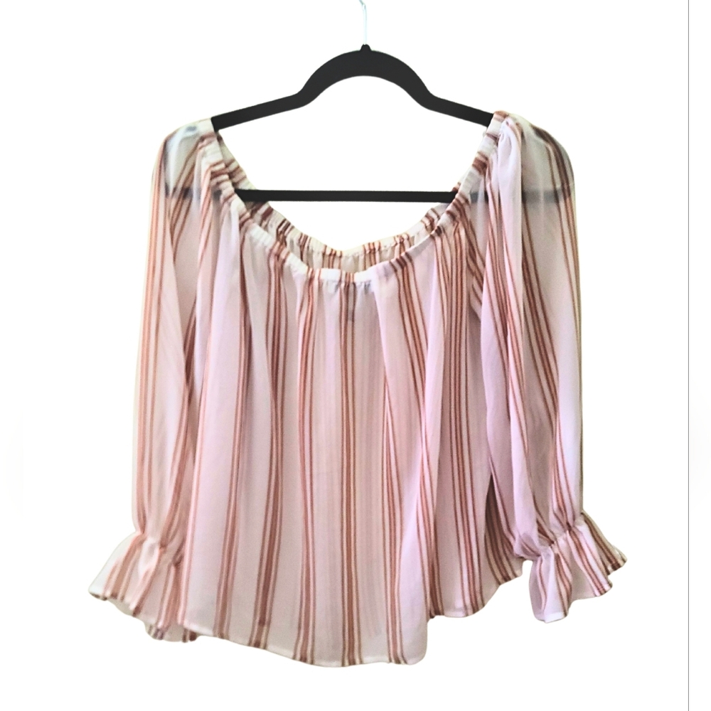 Forever 21 Cream Midi A-Line Skirt with Ruffled Hem